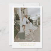 青エレガントフローラ幾何学模様の開花結婚 招待状 (裏面)