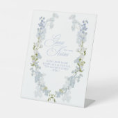 青エレガントフローラ数キスブライダルシャワー 台座サイン (正面)