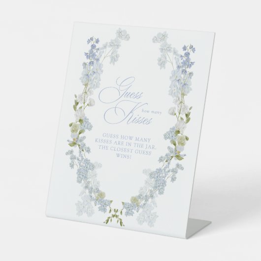 青エレガントフローラ数キスブライダルシャワー 台座サイン (正面)