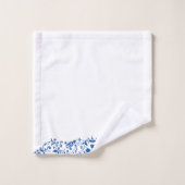 青エレガントフローラ旋回バーダー バスタオルセット (ウォッシュタオル)