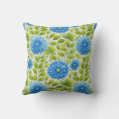 青エレガントフローラ植物模様 クッション (裏面)