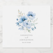 青エレガントフローラ水結婚色 スパークリングワインラベル (シングルラベル)