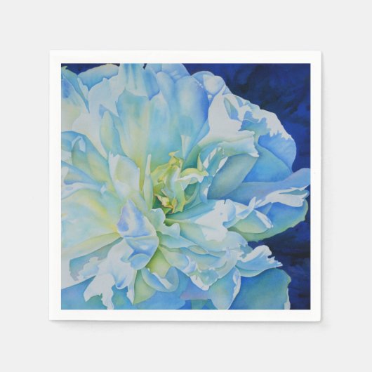 青エレガントフローラ水色 スタンダードカクテルナプキン (正面)
