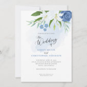 青エレガントフローラ水色 招待状 (正面)