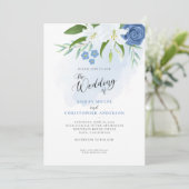 青エレガントフローラ水色 招待状 (スタンド正面)