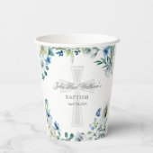 青エレガントフローラ洗礼パーティー宗教 紙コップ (裏面)