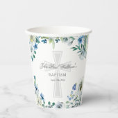 青エレガントフローラ洗礼パーティー宗教 紙コップ (正面)