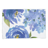 青エレガントフローラ牡丹と紫陽花 枕カバー (正面右)