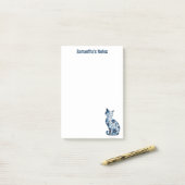 青エレガントフローラ磁器のような猫、かわいいペット ポストイット (デスク上)