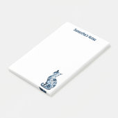 青エレガントフローラ磁器のような猫、かわいいペット ポストイット (アングル)