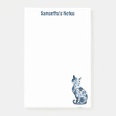 青エレガントフローラ磁器のような猫、かわいいペット ポストイット (正面)