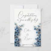 青エレガントフローラ結婚おめでとう カード (正面)