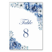 青エレガントフローラ結婚のテーブル番号 テーブルナンバー (裏面)