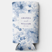 青エレガントフローラ結婚クーラーボックス スリム缶クーラー (正面)