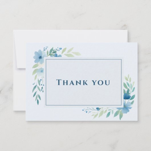 青エレガントフローラ結婚サンキューカード サンキューカード (裏面)