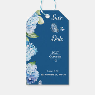 青エレガントフローラ結婚ズ ギフトタグ