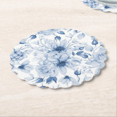 青エレガントフローラ結婚ズ ペーパーコースター (アングル)