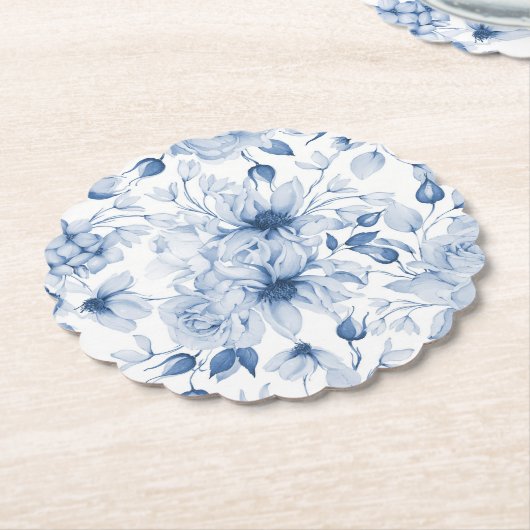 青エレガントフローラ結婚ズ ペーパーコースター (アングル)