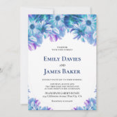 青エレガントフローラ結婚ズ 招待状 (正面)