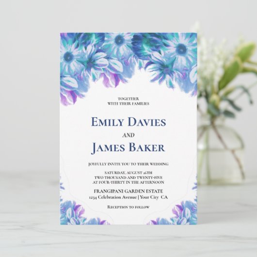 青エレガントフローラ結婚ズ 招待状 (スタンド正面)