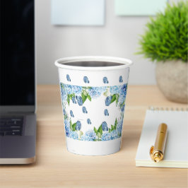 青エレガントフローラ結婚ズ 紙コップ