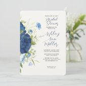 青エレガントフローラ結婚ブライダルシャワー 招待状 (スタンド正面)