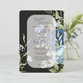 青エレガントフローラ結婚ブライダルシャワー 招待状 (スタンド正面)