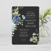 青エレガントフローラ結婚ブライダルシャワー 招待状 (スタンド正面)