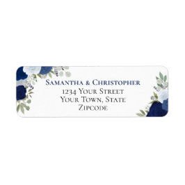 青エレガントフローラ結婚差出人住所 ラベル