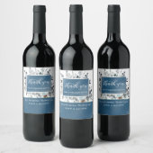 青エレガントフローラ結婚式の引き出物ボトル/ ワインラベル (ボトル)