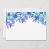 青エレガントフローラ結婚式の日付の保存 セーブザデート (裏面)