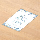 青エレガントフローラ結婚式招待状 アクリル招待状 (レイダウン)