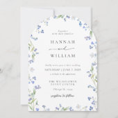 青エレガントフローラ結婚式招待状 招待状 (正面)