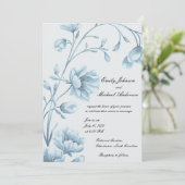 青エレガントフローラ結婚式招待状 招待状 (スタンド正面)