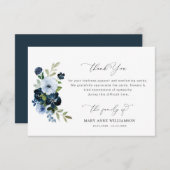 青エレガントフローラ葬式ありがとう サンキューカード (正面/裏面)