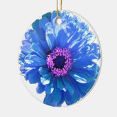青エレガントフローラ青デイジー セラミックオーナメント (左)