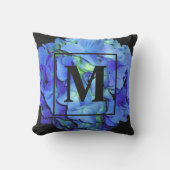 青エレガントフローラ青バラ青紫陽花 アウトドアクッション (正面)