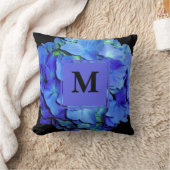 青エレガントフローラ青バラ青紫陽花 クッション (ブランケット)