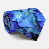 青エレガントフローラ青バラ青紫陽花 ネクタイ (ロール)