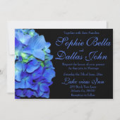 青エレガントフローラ青バラ青紫陽花 招待状 (正面)