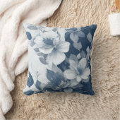 青エレガントフローラ青 | ヴィンテージ クッション (ブランケット)