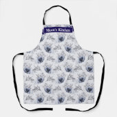 青エレガントフローラ エプロン (正面)