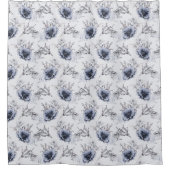 青エレガントフローラ シャワーカーテン (正面)