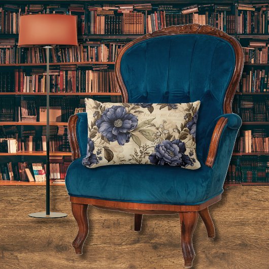 青エレガントフローラ ランバークッション