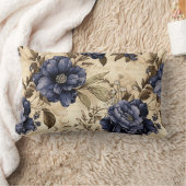 青エレガントフローラ ランバークッション (ブランケット)