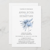 *~*青エレガントフローラAR15結婚のバラRSVP + 招待状 (正面/裏面)