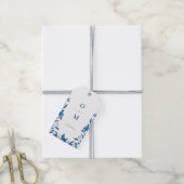 青エレガントフローラChinoiserieのモノグラ結婚ム ギフトタグ (より糸付き)