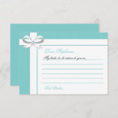 青エレガントブライダルシャワーアドバイス アドバイスカード (正面/裏面)