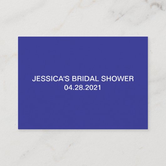 青エレガントブライダルシャワーゲームの数を推測 名刺 (裏面)