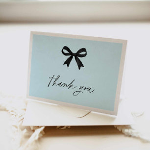 青エレガントブライダルシャワーサンキューカード 招待状